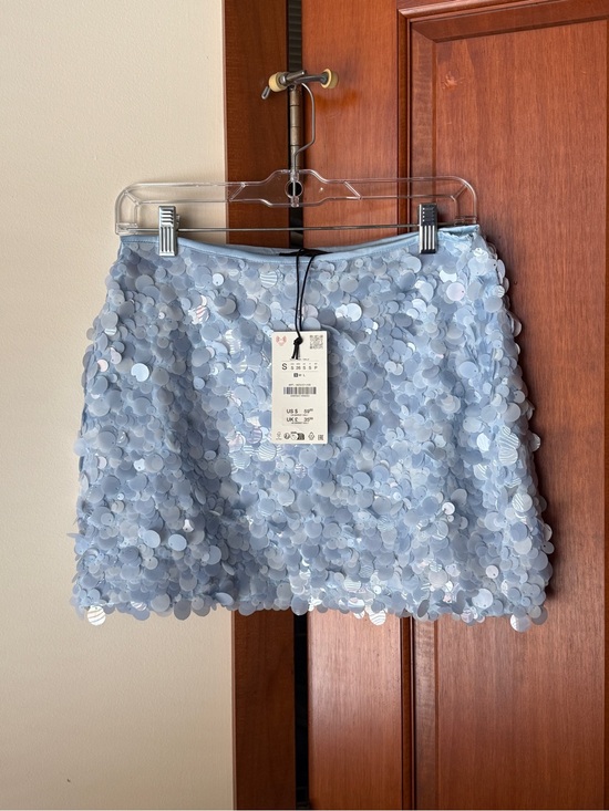 Zara Dresses & Skirts - Zara Light Blue Sequin Mini Skirt